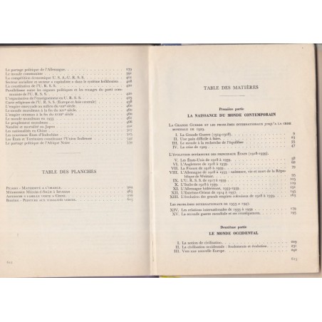 Le monde contemporain, classe Terminale, Sentou et Carbonell, cours d'histoire Chaulanges et d'Hoop, 1968 - manuels d'histoire