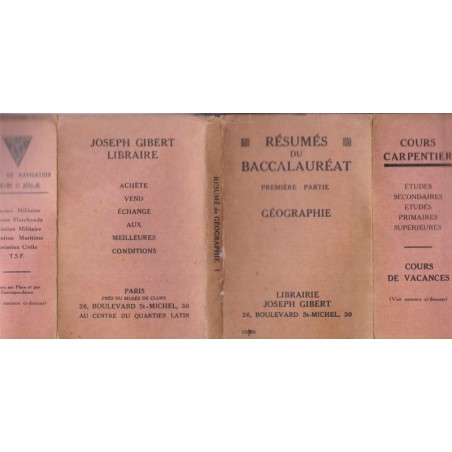Résumés du baccalauréat Joseph Gibert, Géographie, Alitreccia, 1938 - annales de géographie
