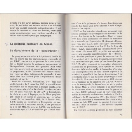 Le nucléaire contre l'Alsace, Thierry Jung, 1977 - écologie, Fessenheim, politique, P.S.U.