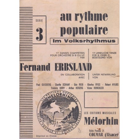 Au rythme populaire, im Volksrhythmus, Fernand Erbsland, 1965 - partitions musique alsacienne, follklore alsacien