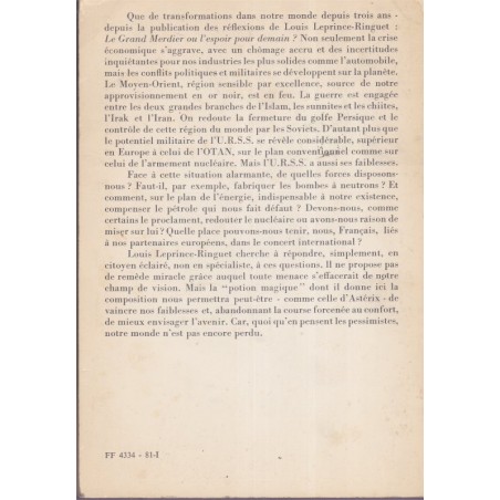 La potion magique, Louis Leprince-Ringuet, 1980 - essai politique, sciences, écologie