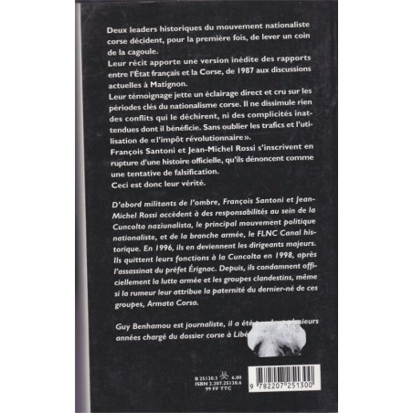 Pour solde de tout compte, les nationalistes corses parlent, Jean-Michel Rossi, François Santoni, Guy Benhamou, 2000 - Corse,