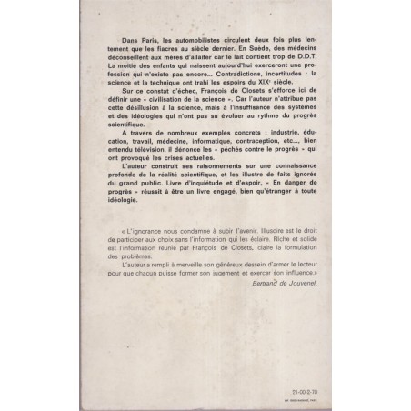 En danger de progrès, François de Closets, 1970 - informatique, politique, sciences, société