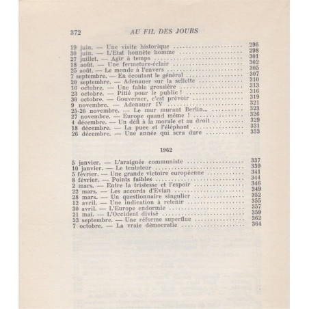 Au fil des jours, propos d'un libéral 1942-1962, André François-Poncet, 1962 - politique internationale