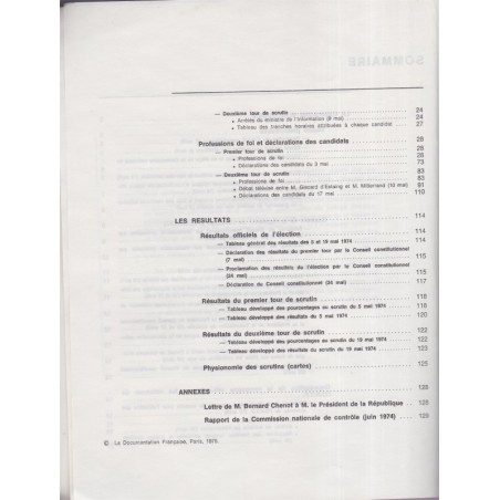 Textes et documents relatifs à l'élection présidentielle des 5 et 19 mai 1974,  1975 - profession de foi candidats 1974