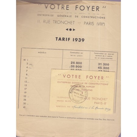 Votre foyer, entreprise de constructions, Alphonse Humbert, 1939 - catalogue, publicitaire, architecture