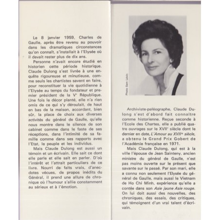 La vie quotidienne à l'Elysée au temps de Charles De Gaulle, Claude Dulong, 1974 - politique