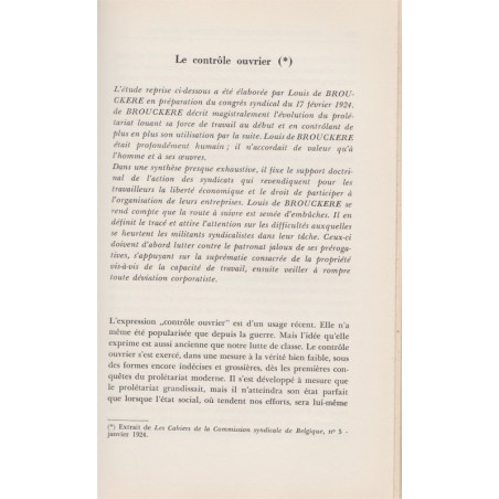 Le théoricien de l'action ouvrière, œuvres choisies, Louis de Brouckère - syndicalisme, socialisme Belgique