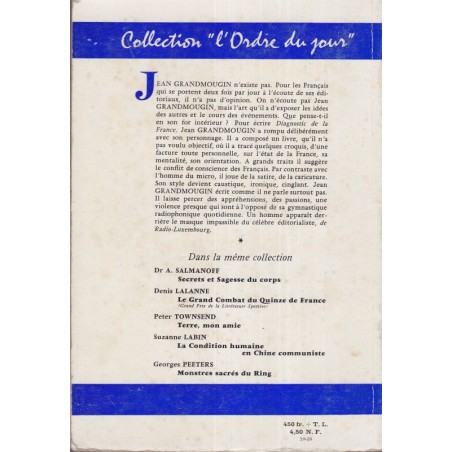 Diagnostic de la France, Jean Grandmougin, 1959 - radio, Radio-Luxembourg, pamphlet, sociologie Français