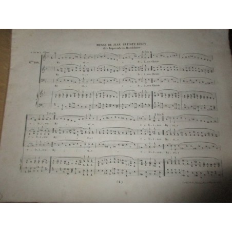 rare ! Partition Messe bordelaise impériale, Jean Batiste Lully, 1854 - partition de musique baroque, édition rare