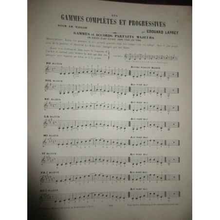 Premier concerto pour violon, Bruch, Les gammes complètes par Lapret, recueil de gammes pour le basson, Bourdeau - partitions