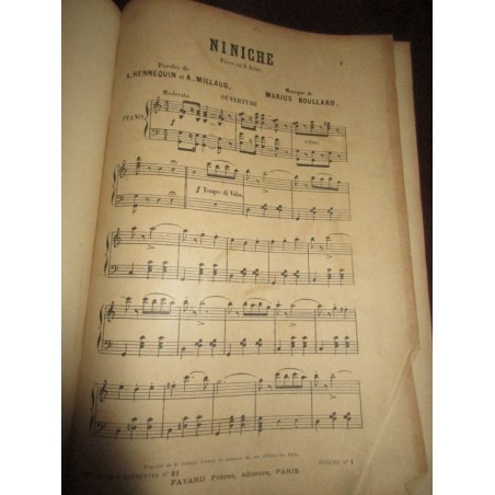 Les grandes opérettes, Niniche, La Roussotte, Surcouf, La Famille Vénus, 1890 - partitions de musique