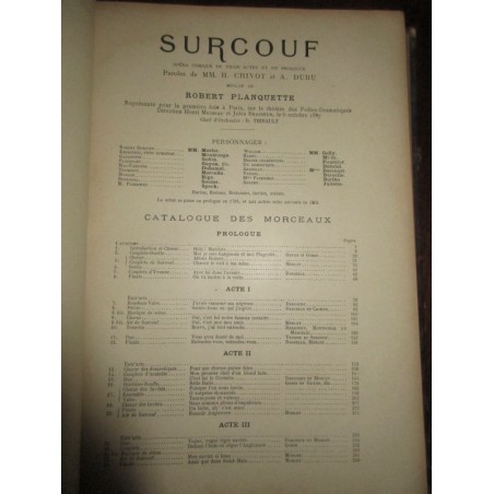 Les grandes opérettes, Niniche, La Roussotte, Surcouf, La Famille Vénus, 1890 - partitions de musique