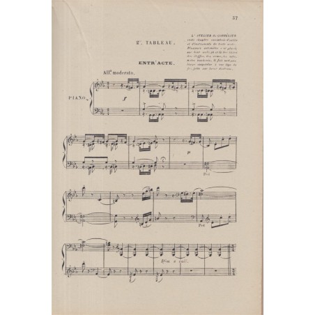 Coppélia, ballet de Nuitter & Saint-Léon, musique de Léo Delibes - partition réduite pour piano