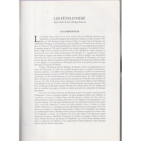 Les fêtes d'Hébé, Jean-Philippe Rameau, opéra-ballet, programme spectacle mars 1997, Strasbourg - théâtre, musique