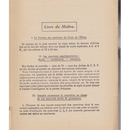Le livre du Maître pour la grammaire nouvelle et le français au certificat d'études, Souché, 1953 - manuels de français