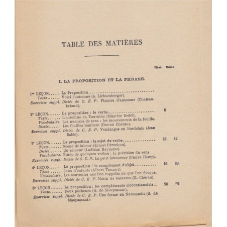 Le livre du Maître pour la grammaire nouvelle et le français au certificat d'études, Souché, 1953 - manuels de français
