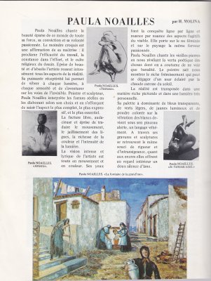 Paula Noailles artiste peintre et sculpteur crique revue Vision sur les Arts juin juillet 1982 A