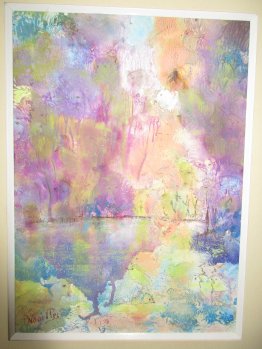 Paula Noailles aquarelle art abstrait fleurs avec coulures